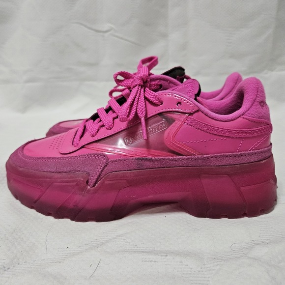 Reebok Club C Cardi B Dynamic Pink Sneakers Women's 7 Shoes Activewear EUC - Picture 9 of 11